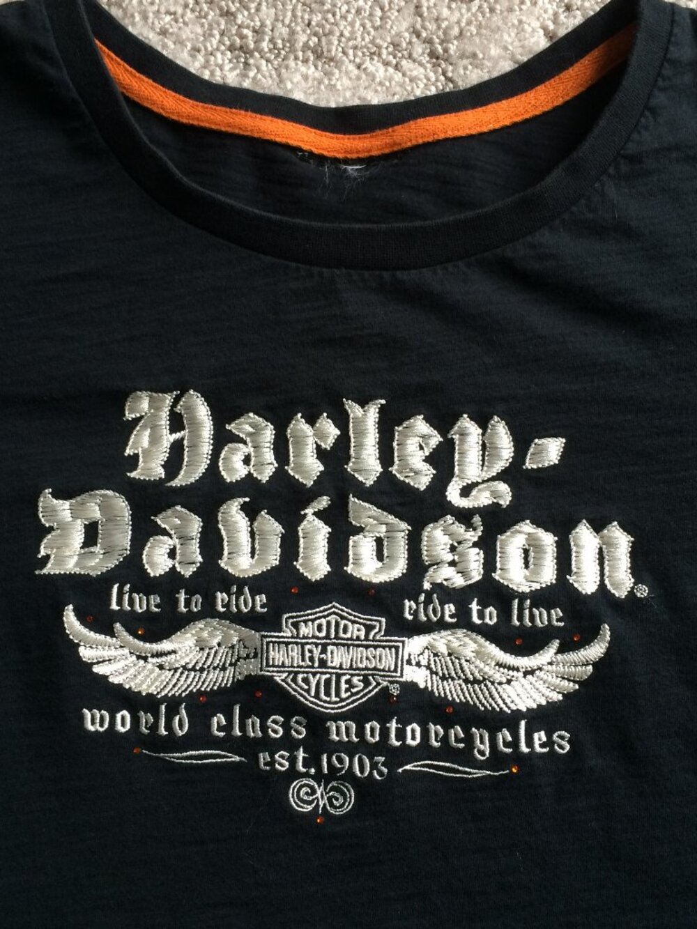 Black long sleeve Harley Davidson T- Shirt Top